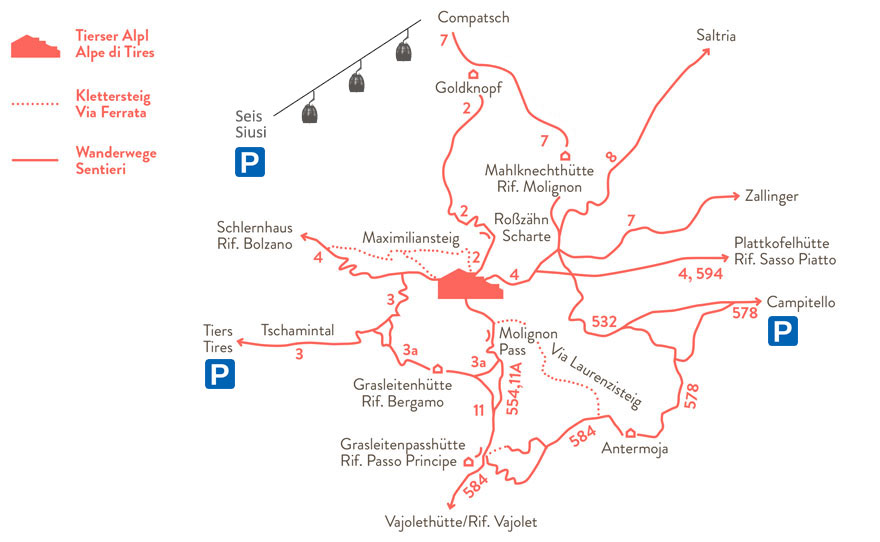 Hiking map Tierser Alpl